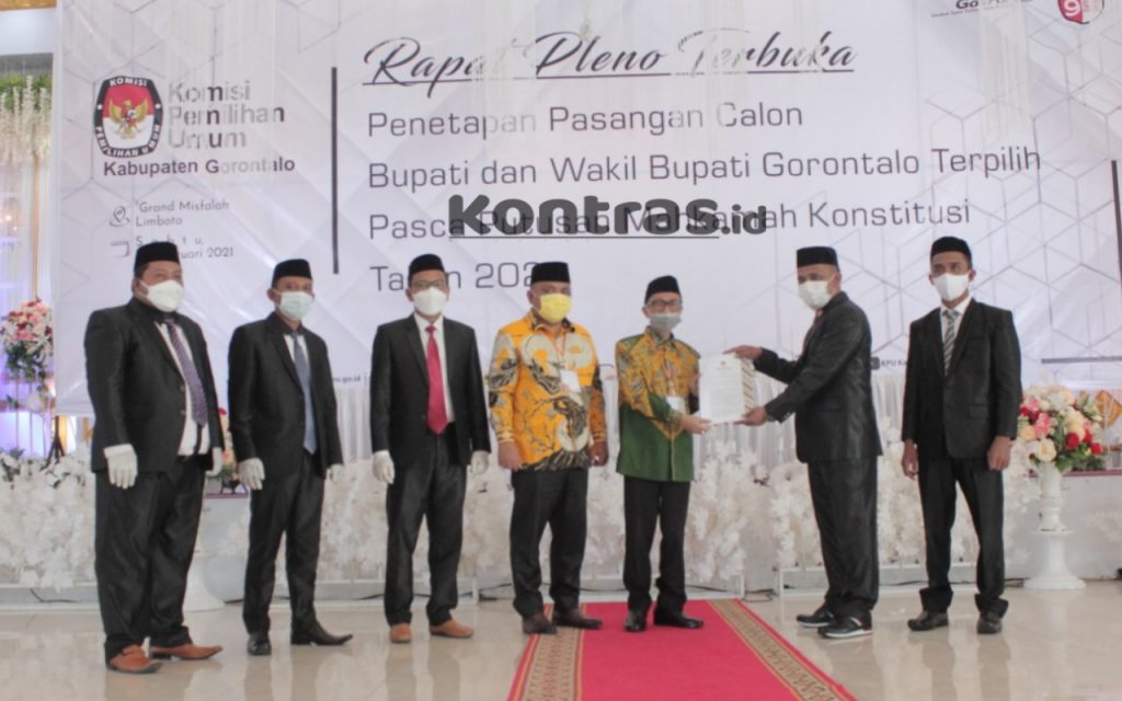 KPU Tetapkan Nelson-Hendra Pemenang Pilkada Kabupaten Gorontalo