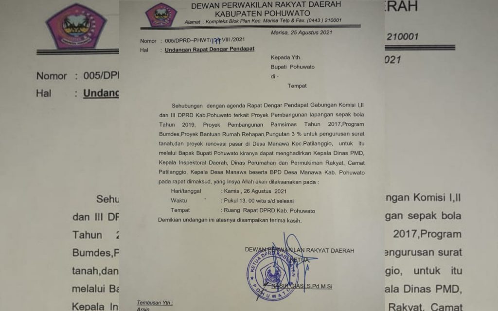 Diduga Banyak Masalah, Polemik Desa Manawa Akan Diseriusi DPRD Pohuwato