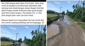 Timbunan Tak Dibayar, Warga Hentikan Pekerjaan Jalan di Nisam Aceh Utara