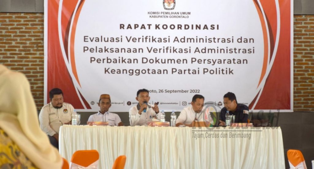 Pastikan Data Parpol, KPU Kabupaten Gorontalo Gelar Rakor