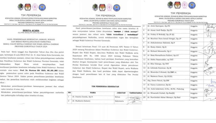Hasil Pemeriksaan Kesehatan Bacawagub Gorontalo RA Beredar di Mensos, TMS?