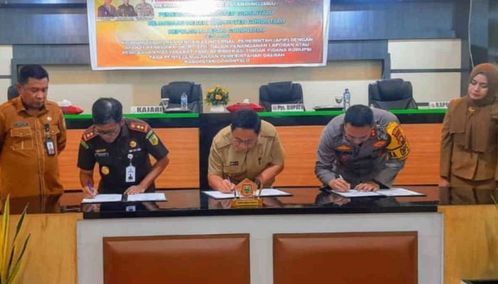 Tingkatkan Pengawasan Pembangunan, Pemkab Gorontalo Jalin Kerjasama dengan Kejaksaan dan Polres