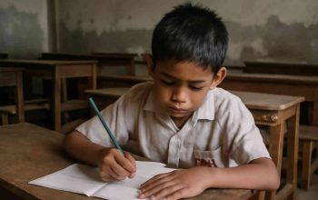 Ilustrasi seorang anak sedang belajar