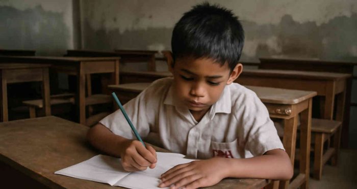 Ilustrasi seorang anak sedang belajar