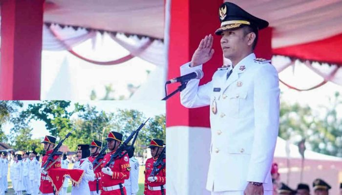 Wakil Bupati Bolmut Pimpin Upacara Penurunan Bendera HUT RI ke-80