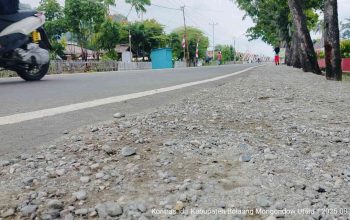 Proyek Rabat Beton Bahu Jalan Milik BPJN Sulut di Bolmut Diduga Asal Jadi