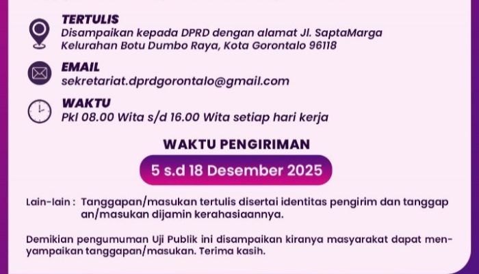 Uji Publik KPID Gorontalo Dimulai, DPRD Buka Ruang Tanggapan Masyarakat