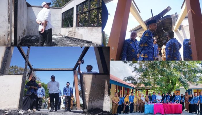 Usai Terbakar, Bupati dan Wabup Tinjau SMP Negeri 7 Bolmut