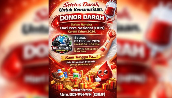 Sambut HPN 2026, Jurnalis Gorontalo Gelar Aksi Donor Darah