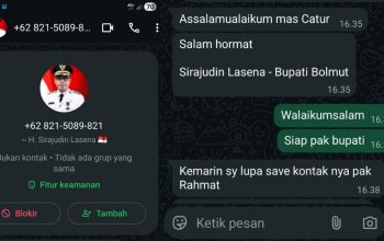 Akun WhatsApp Catut Nama Bupati Boltara Beredar, Warga Diminta Waspada Penipuan