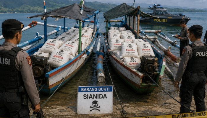 Dua Kapal Diduga Angkut Sianida Ditangkap di Perairan Perbatasan Gorontalo Sulawesi Tengah