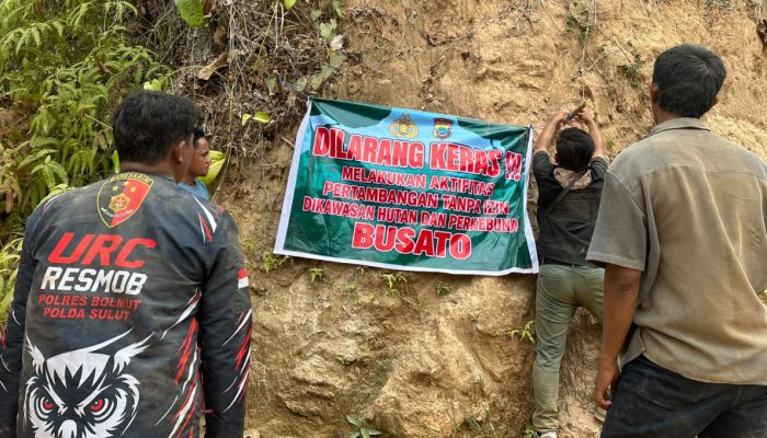 Polres Bolmut Tertibkan Tambang Emas Ilegal di Busato, Dugaan Pelanggaran Disorot